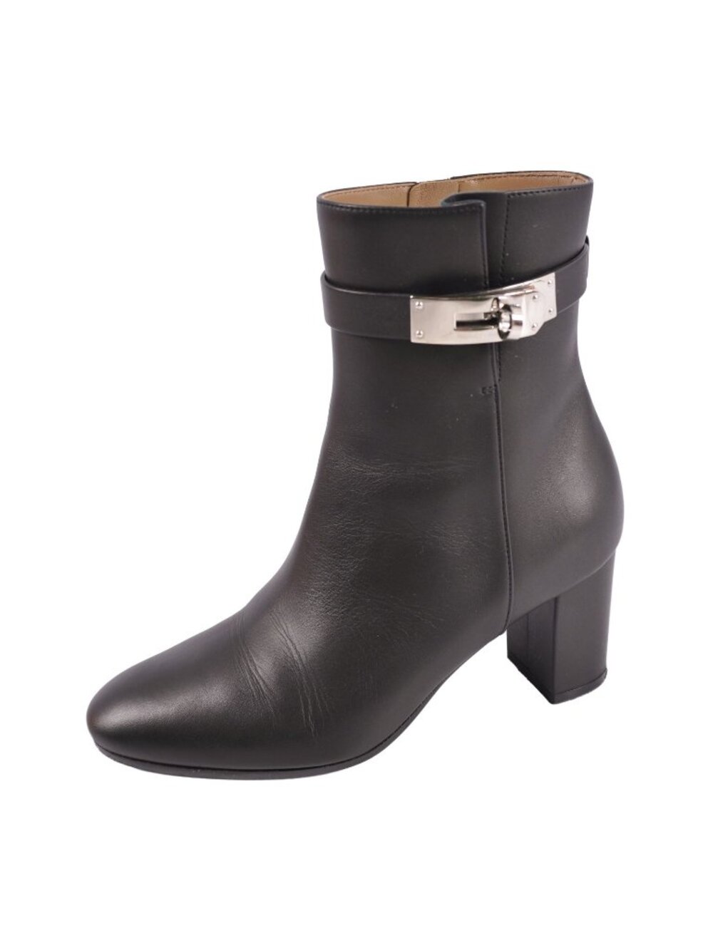 Hermes Boots Saint Germain Short Kelly Leather Shoes Black